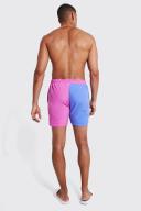 Mens Purple Mid Spliced Basketball Shape Swim Shorts