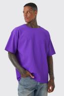 Mens Purple Oversized Pleated T-Shirt