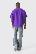 Mens Purple Oversized Pleated T-Shirt