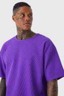 Mens Purple Oversized Pleated T-Shirt