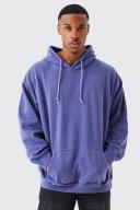 Mens Purple Oversized Washed Hoodie