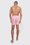 Mens Purple Short Length Stripe Swim Shorts