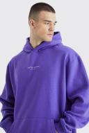 Mens Purple Tall Oversized Limited Basic Hoodie