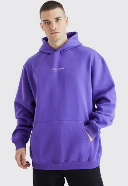 Mens Purple Tall Oversized Limited Basic Hoodie