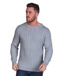 Mens Raging Bull Grey Signature Cable Knit Crew Neck Jumper - Grey
