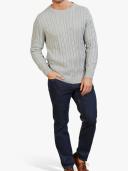 Mens Raging Bull Grey Signature Cable Knit Crew Neck Jumper - Grey