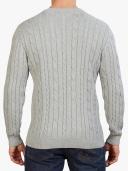 Mens Raging Bull Grey Signature Cable Knit Crew Neck Jumper - Grey
