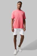 Mens Red Active Oversized Overdye Logo Short Set