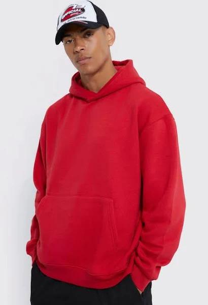 Mens Red Basic Oversized Hoodie