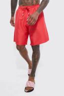 Mens Red Long Length Plain Swim Shorts