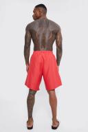 Mens Red Long Length Plain Swim Shorts