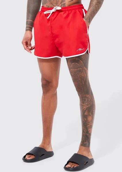 Mens Red Man Signature Runner Swim Short