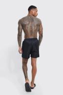 Mens Red Mid Length Man Line Swim Shorts