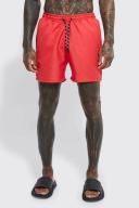 Mens Red Mid Length Ofcl Tape Swim Shorts
