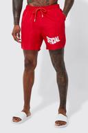 Mens Red Mid Length Official Swim Shorts