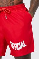 Mens Red Mid Length Official Swim Shorts