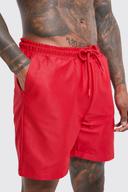 Mens Red Mid Length Plain Mesh Swim Shorts