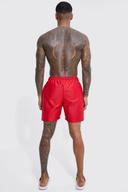 Mens Red Mid Length Plain Mesh Swim Shorts