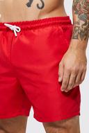 Mens Red Mid Length Plain Swim Shorts