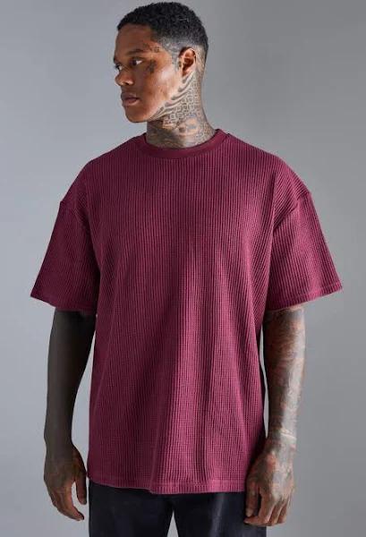 Mens Red Oversized Heavyweightwaffle T-Shirt