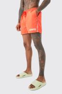Mens Red Short Length Piping Homme Swim Shorts