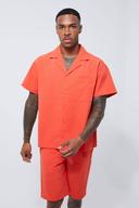 Mens Red Short Sleeve Revere Boxy Technical Shirt & Short Set