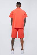 Mens Red Short Sleeve Revere Boxy Technical Shirt & Short Set