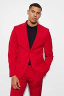Mens Red Skinny Single Breasted Suit Jacket
