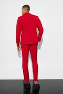 Mens Red Skinny Single Breasted Suit Jacket