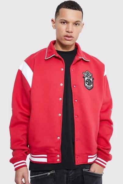 Mens Red Tall Boxy Fit Limited Edition Jersey Jacket