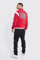 Mens Red Tall Boxy Fit Limited Edition Jersey Jacket