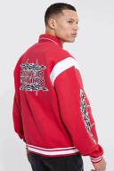 Mens Red Tall Boxy Fit Limited Edition Jersey Jacket