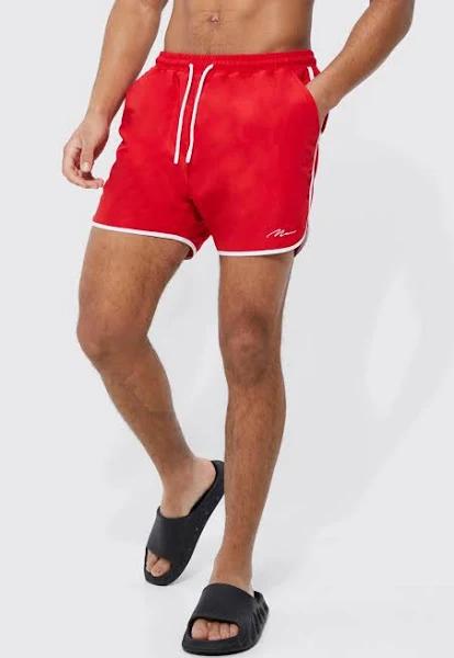 Mens Red Tall Man Signature Runner Swim Shorts