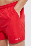 Mens Red Tall Man Signature Short Length Swim Shorts