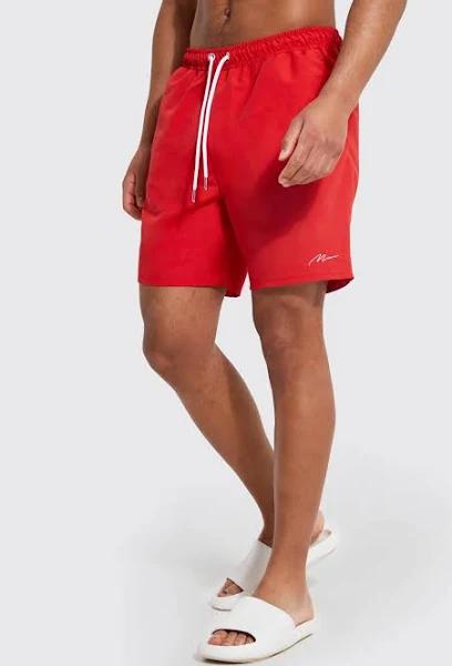 Mens Red Tall Man Signature Swim Shorts