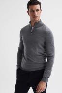 Mens Reiss Blackhall Two Pack of Merino Wool Zip Neck Jumpers - Black
