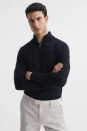 Mens Reiss Blackhall Two Pack of Merino Wool Zip Neck Jumpers - Black