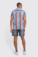 Mens Rust Short Sleeve Revere Stripe Shirt