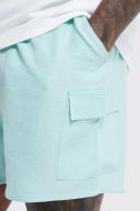 Mens Sage Elastic Waist Comfort Cargo Linen Short