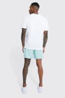 Mens Sage Elastic Waist Comfort Cargo Linen Short