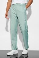 Mens Sage Elasticated Straight Leg Cargo Suit Trousers