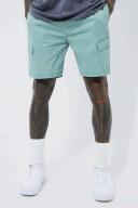 Mens Sage Elasticated Waist Nylon Cargo Contrast Stitch Short