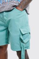 Mens Sage Fixed Relaxed Cargo With Strap Detail Short
