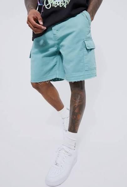 Mens Sage Fixed Relaxed Cargo Zip Pocket Short