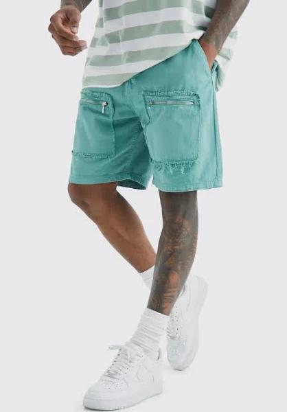 Mens Sage Fixed Relaxed Statement Cargo Pocket Short