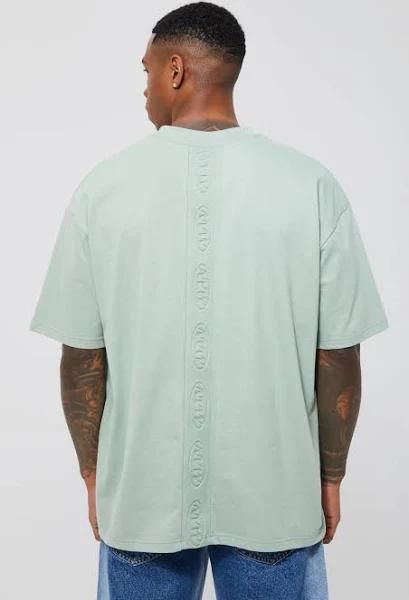 Mens Sage Man Oversized Debossed Rib T-Shirt