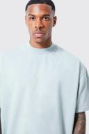 Mens Sage Oversized Extended Neck Heavyweight T-Shirt