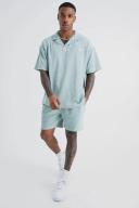 Mens Sage Oversized Premium Revere Polo & Short Set
