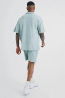 Mens Sage Oversized Premium Revere Polo & Short Set