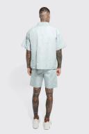 Mens Sage Short Sleeve Boxy Quilted Shirt & Short Set